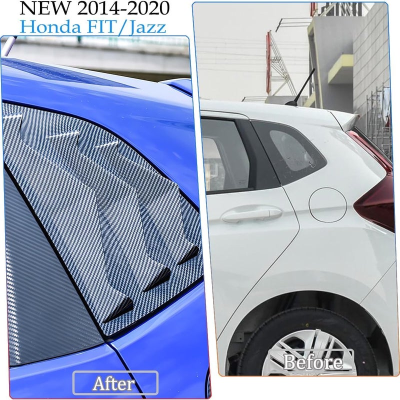 MUXEE 2Pcs Rear Side Window Louvers Air Vent Scoop Shades Cover Blinds Trim for Honda Fit/Jazz 2014 2015 2016 2017 2018 2019 2020 - ABS Carbon Fiber Sport Interior Accessories - Image 3